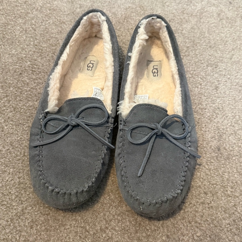 UGG Charcoal Suede Moccasin Slippers